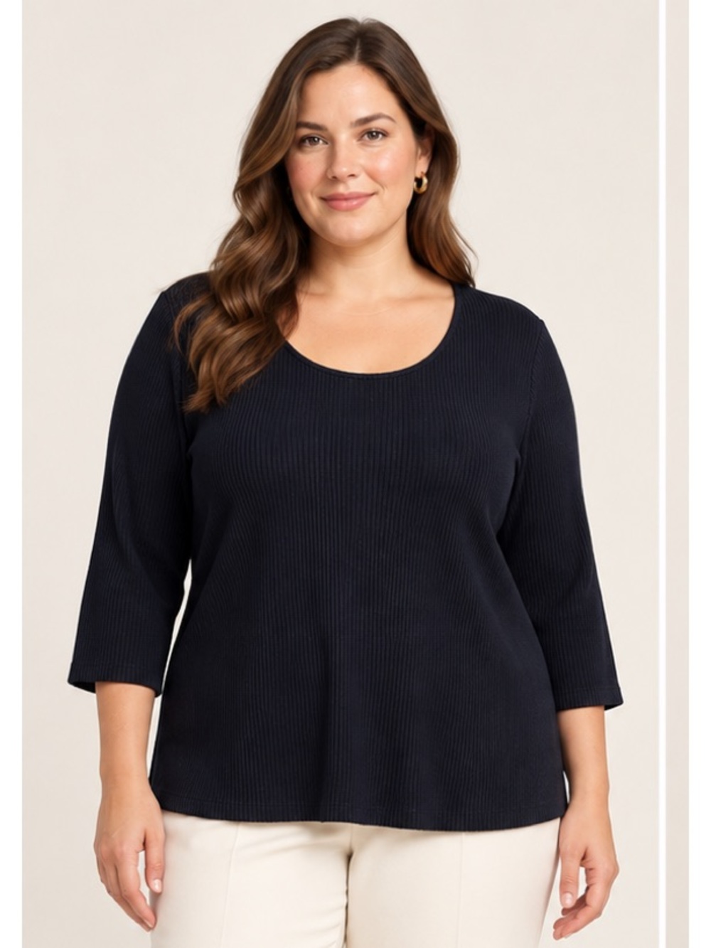 Lauren Ralph Lauren Navy Scoop Neck Ribbed Pullover 100% Cotton Sweater Top 2XL